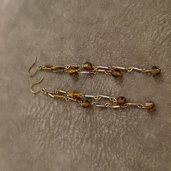5/$25 HANDMADE Brown Beaded Dangle Hook Earrings - Picture 2 of 6